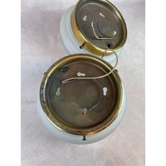 MCM Mod Set of 2 Vintage Frosted Light Fixtures Grapevine Embossed - Picture 4 of 8